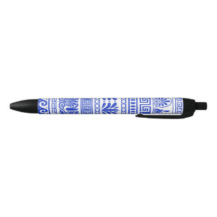 Greek Fret, Mediterranean Pattern, Blue Pen