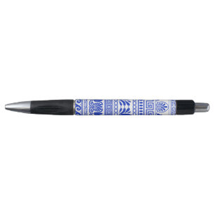 Greek Fret, Mediterranean Pattern, Blue Pen