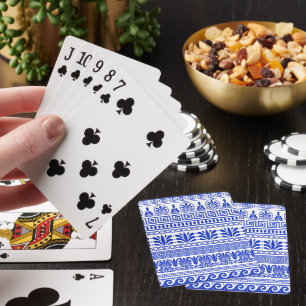 Greek Fret, Mediterranean Pattern, Blue Poker Cards