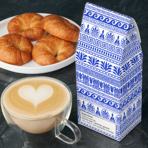 Greek Fret, Mediterranean Pattern, Blue Roasted Coffee