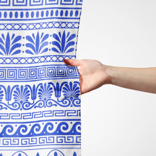 Greek Fret, Mediterranean Pattern, Blue Scarf