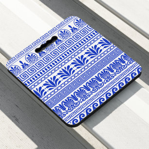 Greek Fret, Mediterranean Pattern, Blue Seat Cushion