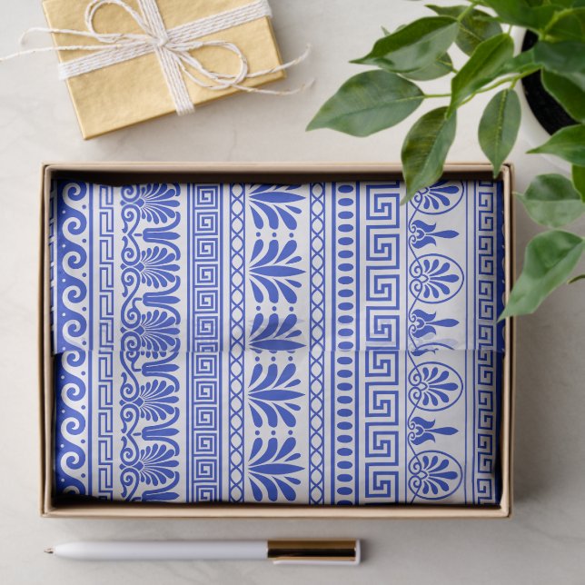 Greek Fret, Mediterranean Pattern, Blue Tissue Paper (Gift)