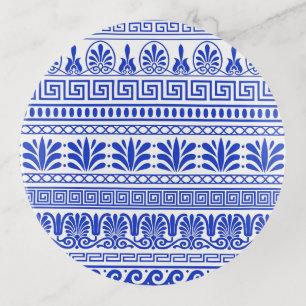 Greek Fret, Mediterranean Pattern, Blue Trinket Tray