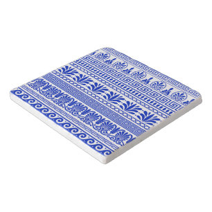 Greek Fret, Mediterranean Pattern, Blue Trivet