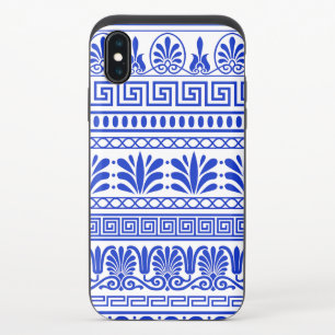 Greek Fret, Mediterranean Pattern, Blue iPhone XS Slider Case