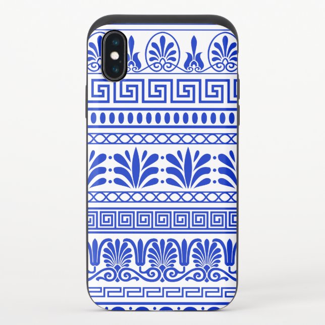 Greek Fret, Mediterranean Pattern, Blue Uncommon iPhone Case (Back)