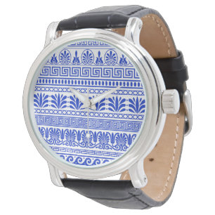 Greek Fret, Mediterranean Pattern, Blue Watch