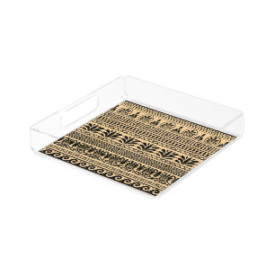 Greek Fret, Mediterranean Pattern, Brown Acrylic Tray