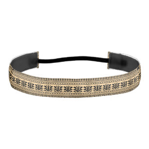 Greek Fret, Mediterranean Pattern, Brown Athletic Headband
