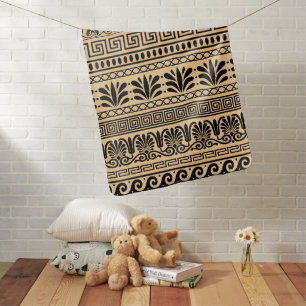 Greek Fret, Mediterranean Pattern, Brown Baby Blanket