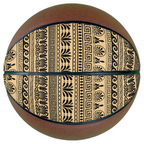 Greek Fret, Mediterranean Pattern, Brown Basketball
