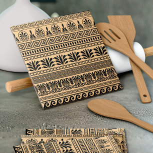 Greek Fret, Mediterranean Pattern, Brown Ceramic Tile