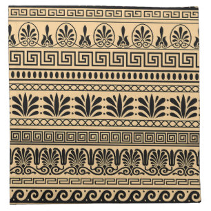 Greek Fret, Mediterranean Pattern, Brown Cloth Napkin