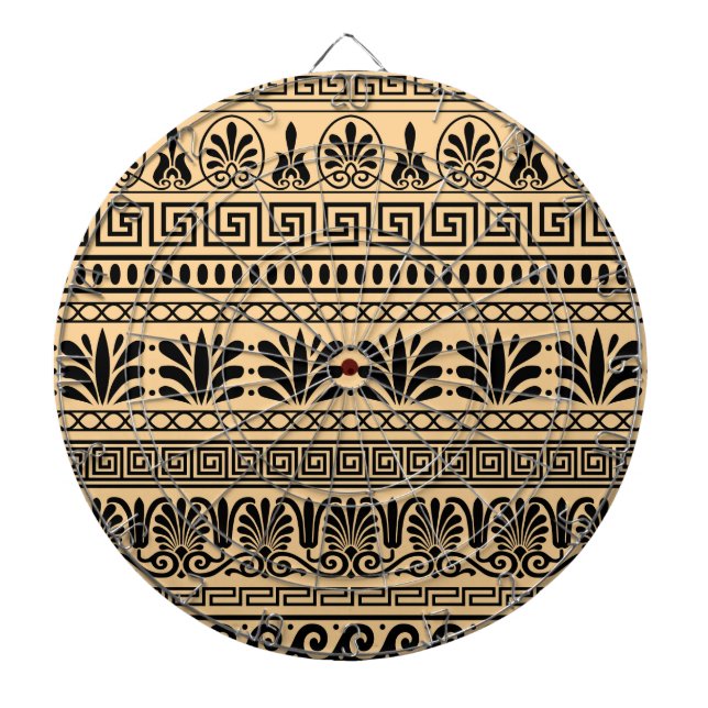 Greek Fret, Mediterranean Pattern, Brown Dart Board (Front)