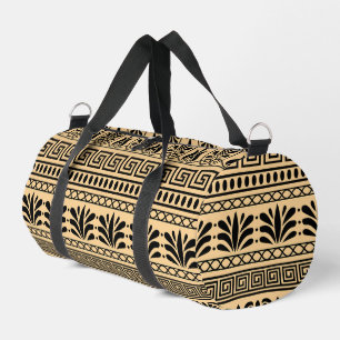 Greek Fret, Mediterranean Pattern, Brown Duffle Bag