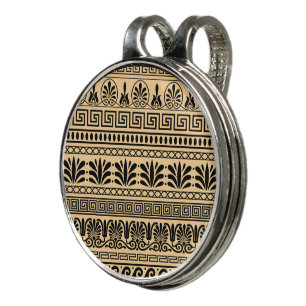 Greek Fret, Mediterranean Pattern, Brown Golf Hat Clip