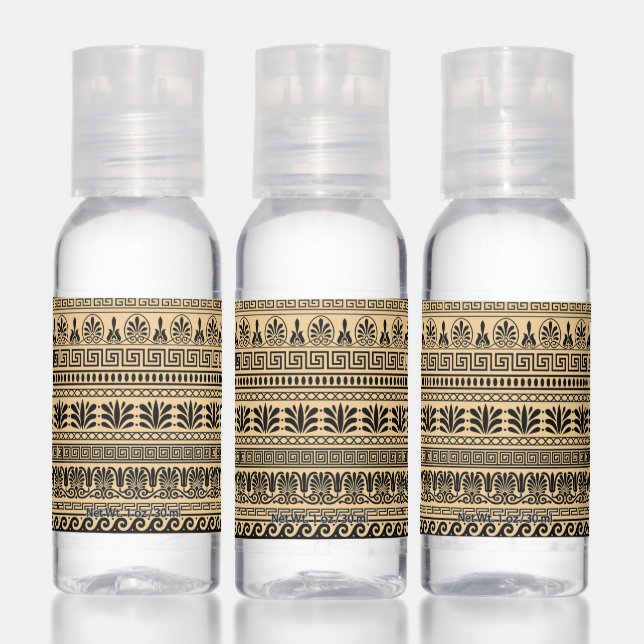 Greek Fret, Mediterranean Pattern, Brown Hand Sanitizer (Set)