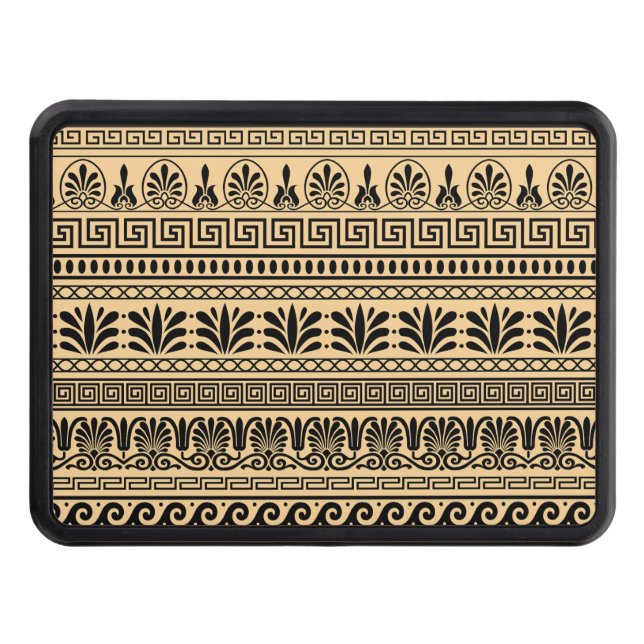 Greek Fret, Mediterranean Pattern, Brown Hitch Cover (Front)