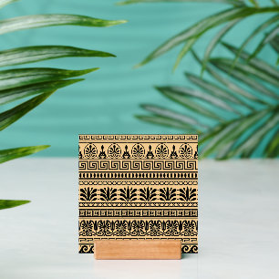 Greek Fret, Mediterranean Pattern, Brown Holder