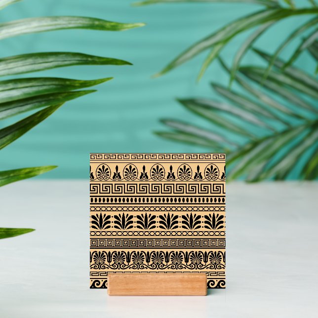 Greek Fret, Mediterranean Pattern, Brown Holder (Insitu 2)
