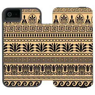 Greek Fret, Mediterranean Pattern, Brown iPhone SE/5/5s Wallet Case