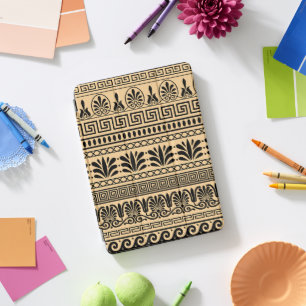 Greek Fret, Mediterranean Pattern, Brown iPad Pro Cover