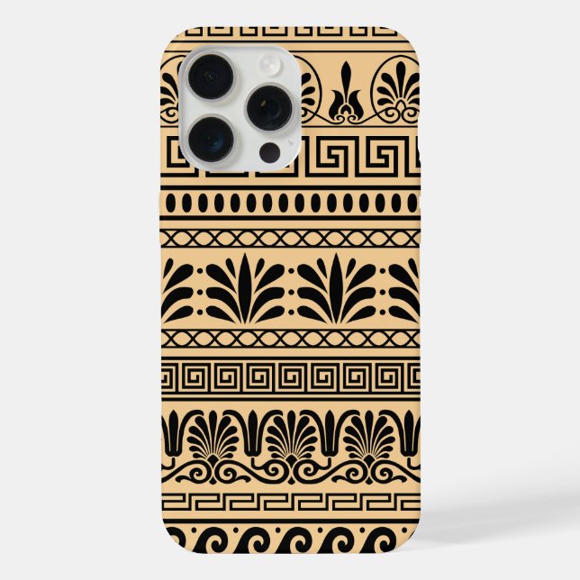 Greek Fret, Mediterranean Pattern, Brown Iphone Case (Back)