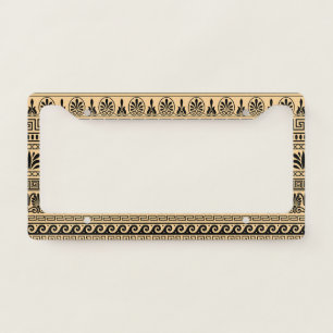 Greek Fret, Mediterranean Pattern, Brown License Plate Frame