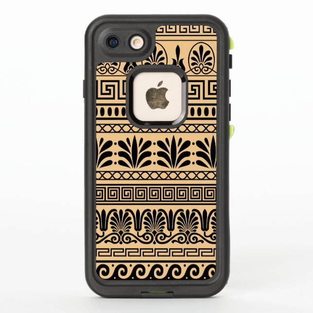 Greek Fret, Mediterranean Pattern, Brown LifeProof iPhone Case (Back)