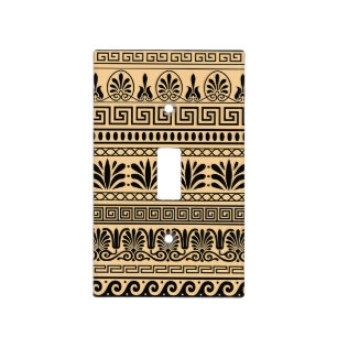 Greek Fret, Mediterranean Pattern, Brown Light Switch Cover