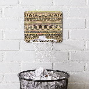 Greek Fret, Mediterranean Pattern, Brown Mini Basketball Hoop