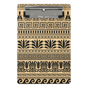 Greek Fret, Mediterranean Pattern, Brown Mini Clipboard