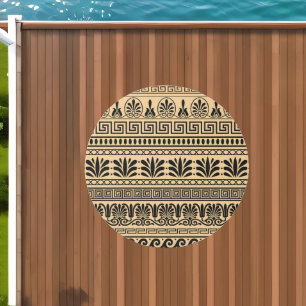 Greek Fret, Mediterranean Pattern, Brown Outdoor Rug