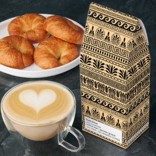 Greek Fret, Mediterranean Pattern, Brown Roasted Coffee