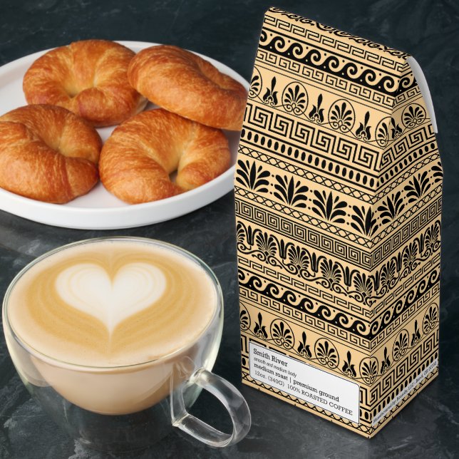 Greek Fret, Mediterranean Pattern, Brown Roasted Coffee (Breakfast)