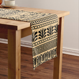 Greek Fret, Mediterranean Pattern, Brown Short Table Runner
