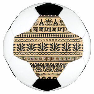 Greek Fret, Mediterranean Pattern, Brown Soccer Ball