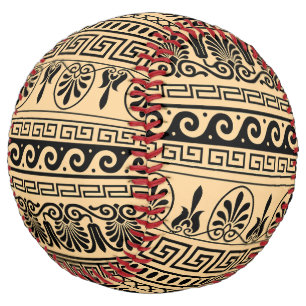 Greek Fret, Mediterranean Pattern, Brown Softball