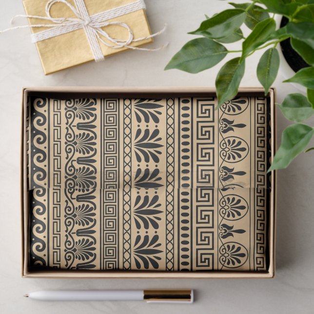 Greek Fret, Mediterranean Pattern, Brown Tissue Paper (Gift)