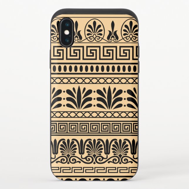Greek Fret, Mediterranean Pattern, Brown Uncommon iPhone Case (Back)