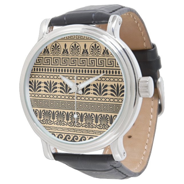 Greek Fret, Mediterranean Pattern, Brown Watch (Angled)