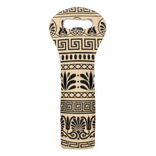 Greek Fret, Mediterranean Pattern, Brown Wine Bag