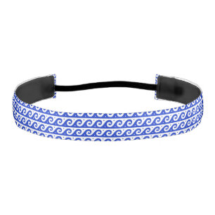 Greek Fret, Mediterranean Wave Pattern, Blue Athletic Headband