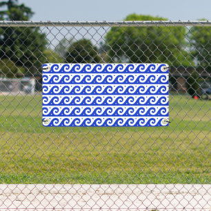 Greek Fret, Mediterranean Wave Pattern, Blue Banner