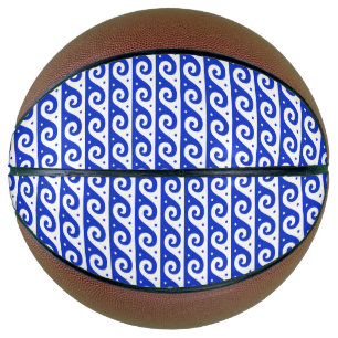 Greek Fret, Mediterranean Wave Pattern, Blue Basketball