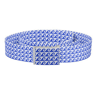 Greek Fret, Mediterranean Wave Pattern, Blue Belt