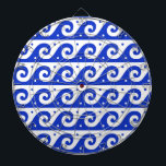 Greek Fret, Mediterranean Wave Pattern, Blue Dart Board<br><div class="desc">Elegant,  stylish and sophisticated Greek pattern in blue and white color. Modern and trendy gift,  perfect for the Mediterranean lover in your life.</div>