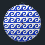 Greek Fret, Mediterranean Wave Pattern, Blue Dart Board<br><div class="desc">Elegant, stylish and sophisticated Greek pattern in blue and white color. Modern and trendy gift, perfect for the Mediterranean lover in your life.</div>