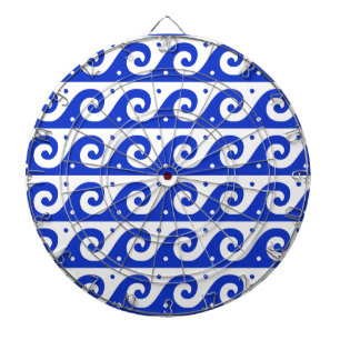 Greek Fret, Mediterranean Wave Pattern, Blue Dart Board